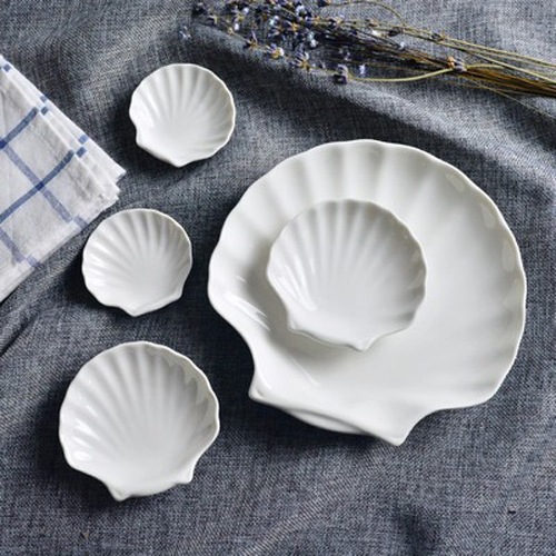White Shell-shape Bone China Dish
