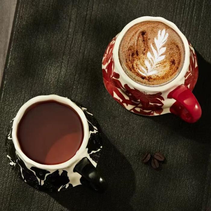 Ceramic Mug with Silk Screen-printed Iris Flower