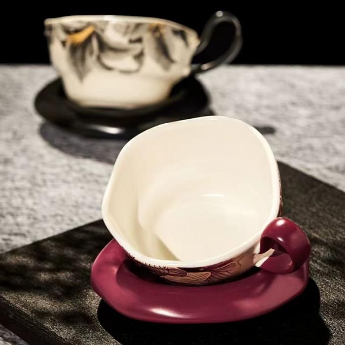 Elegant Porcelain Coffee Cup Set (Black&Red)