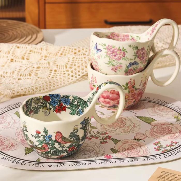 Vintage Ceramic Bowl with Handle