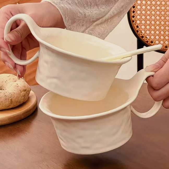 Cream White Wave-edge Oat Cup