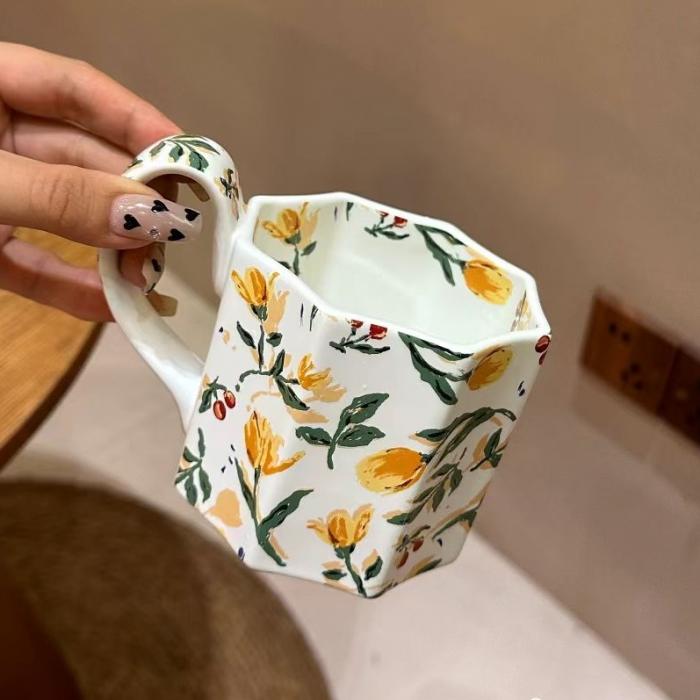 Watercolor Porcelain Octagon Mug
