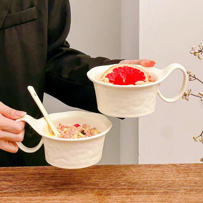 Cream White Wave-edge Oat Cup