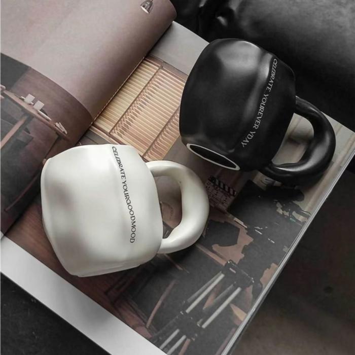 Ceramic Wavy Appearance White&Black  Mugs