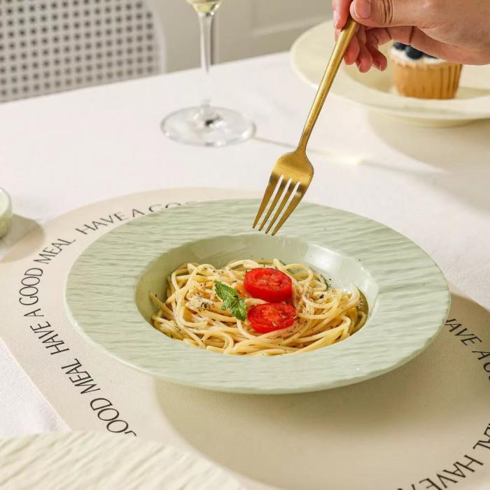 Creamy Colored Stone-grainCeramic  Hat-shaped Plates