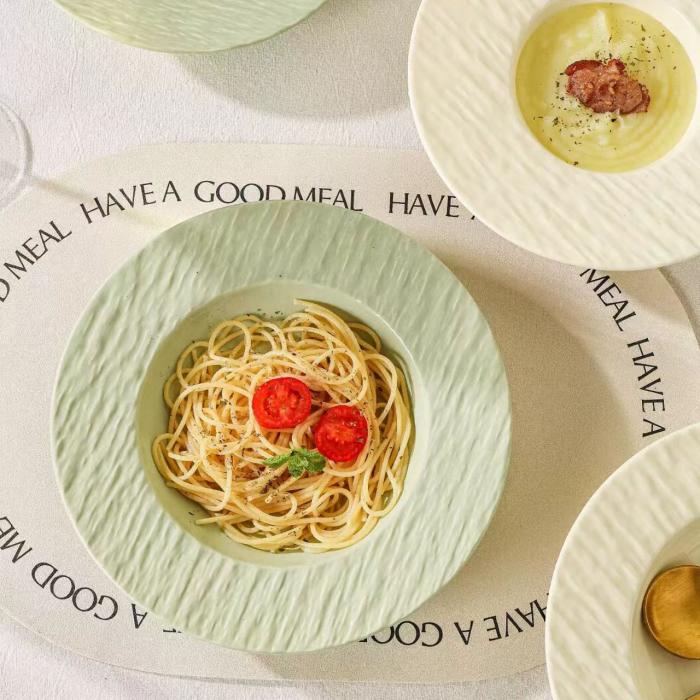 Creamy Colored Stone-grainCeramic  Hat-shaped Plates