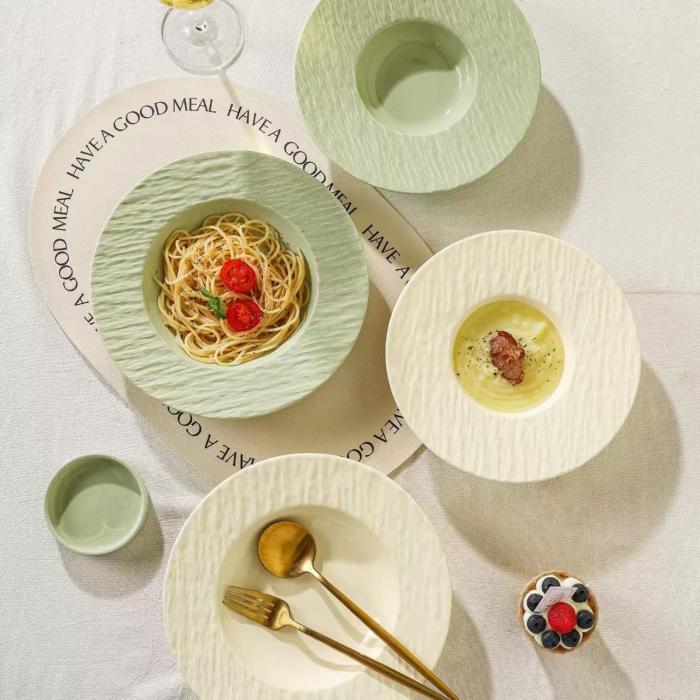 Creamy Colored Stone-grainCeramic  Hat-shaped Plates