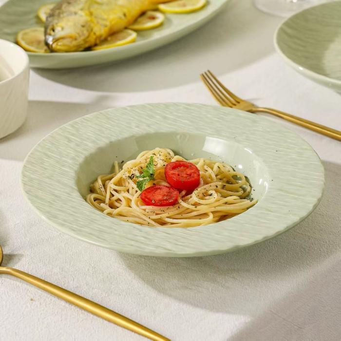 Creamy Colored Stone-grainCeramic  Hat-shaped Plates