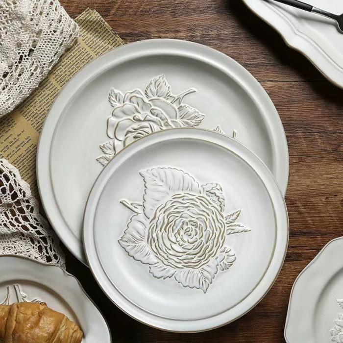 Vintage Relief  Ceramic  Dish Set